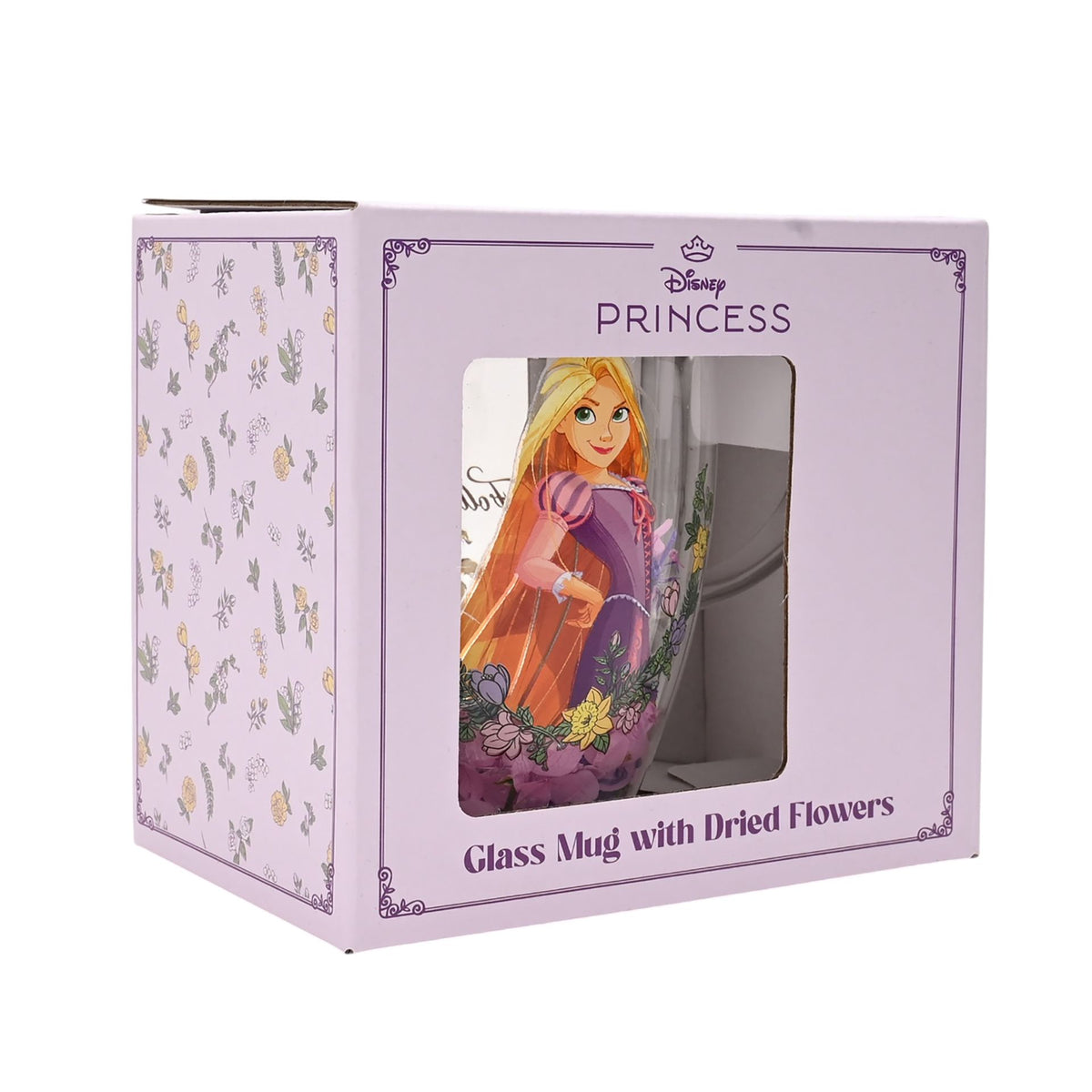 Disney Pastel Princess Floral Decorative Glass Mug - Rapunzel