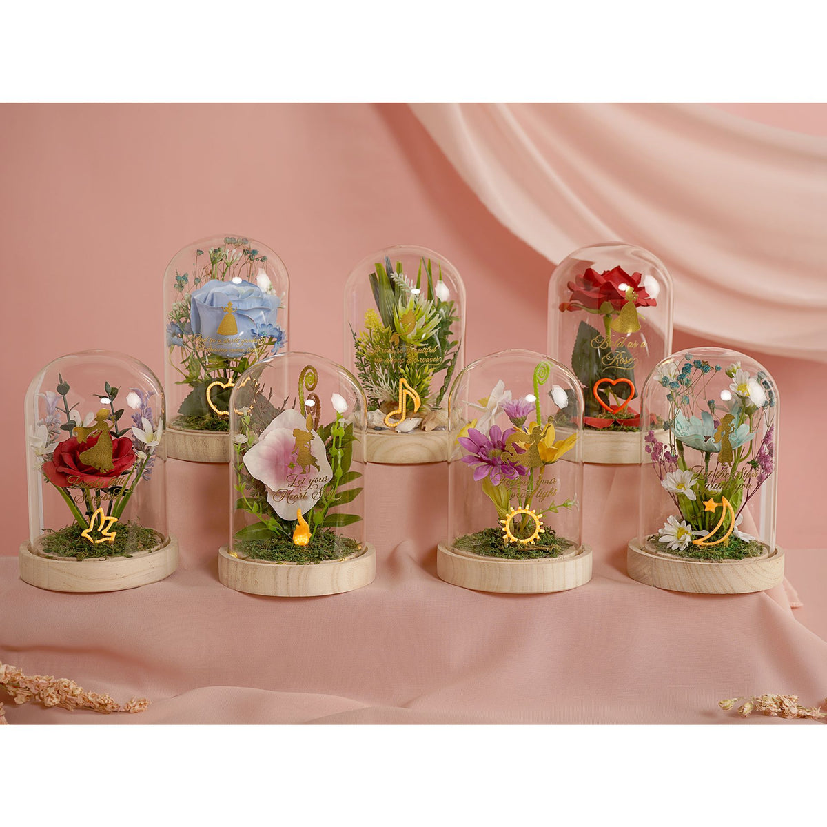 Disney Pastel Princess Florals In A Cloche With Neon Light - Cinderella