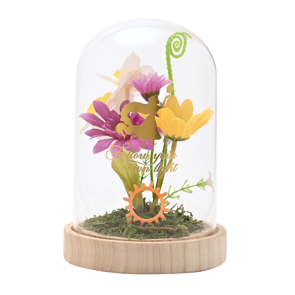 Disney Pastel Princess Florals In A Cloche With Neon Light - Rapunzel