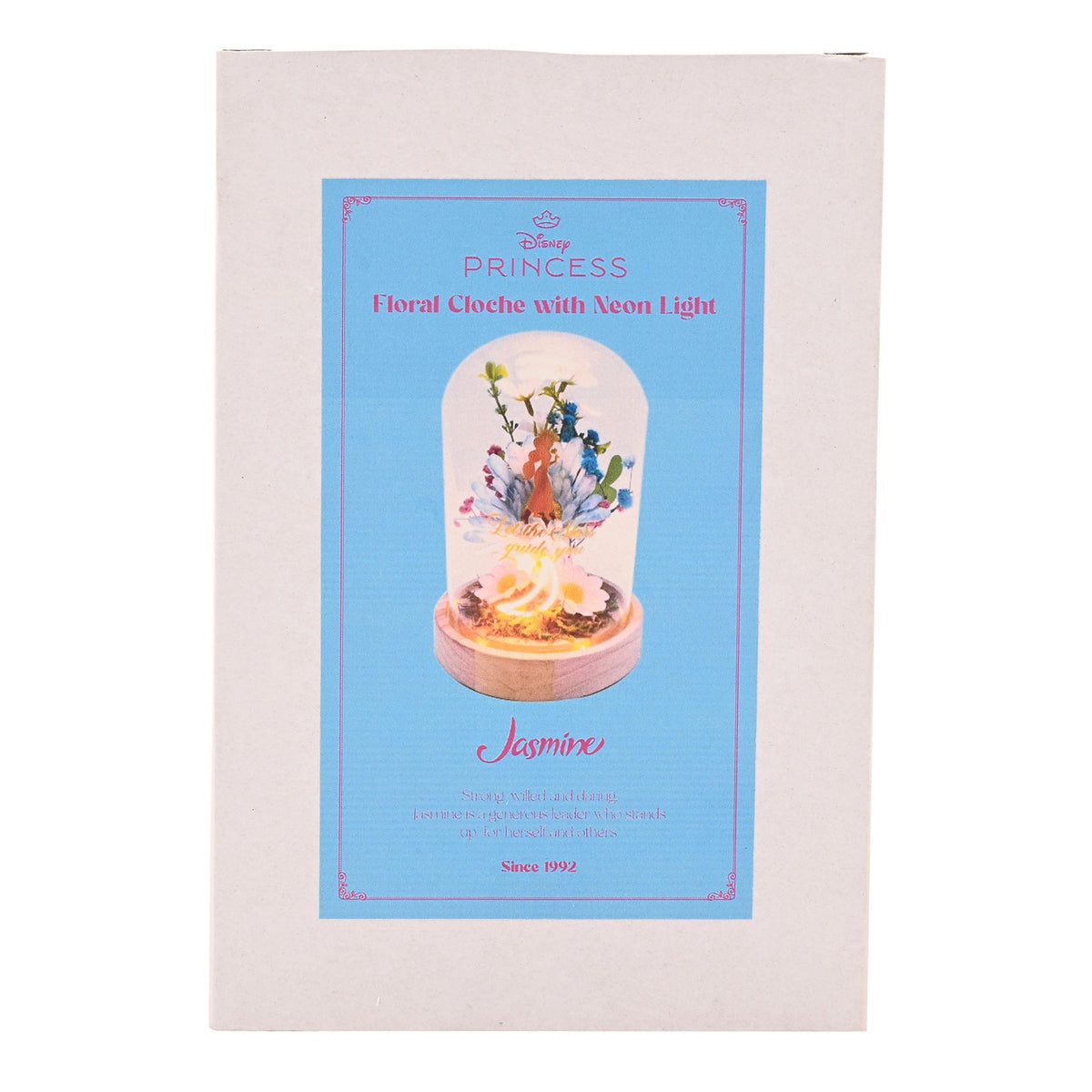 Disney Pastel Princess Florals In A Cloche With Neon Light - Jasmine